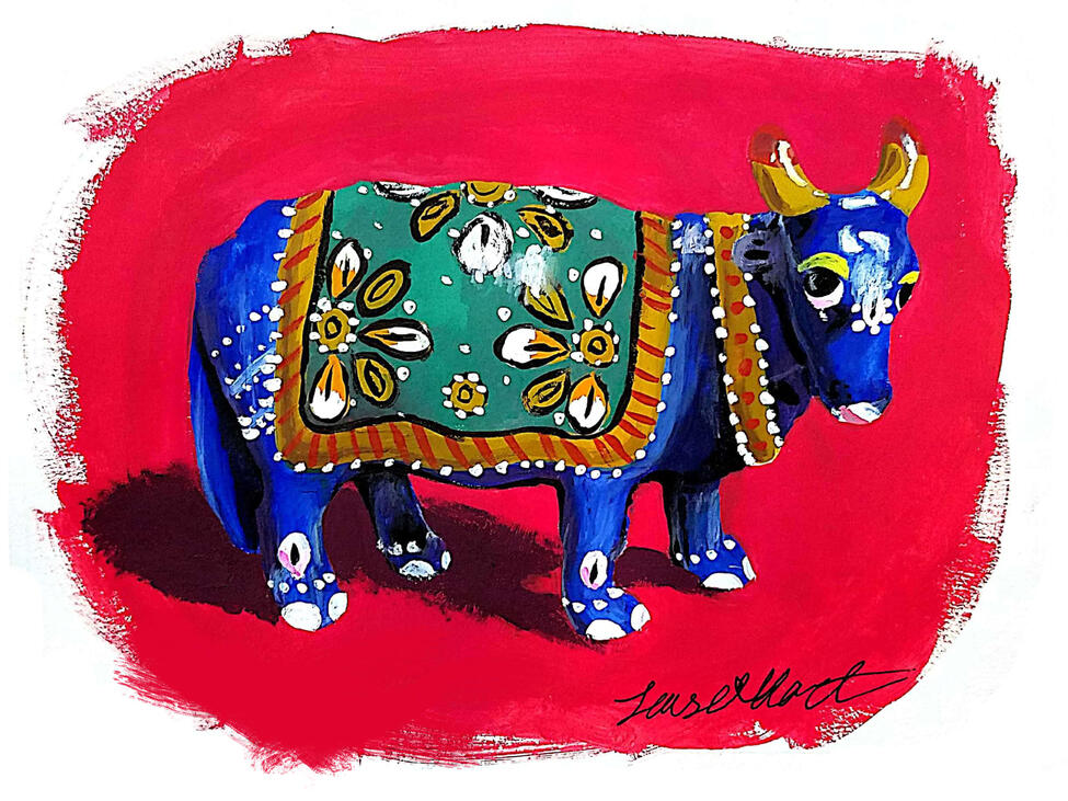 KAMDHENU COW - Gouache exercise (Traditional Media Illustration class)