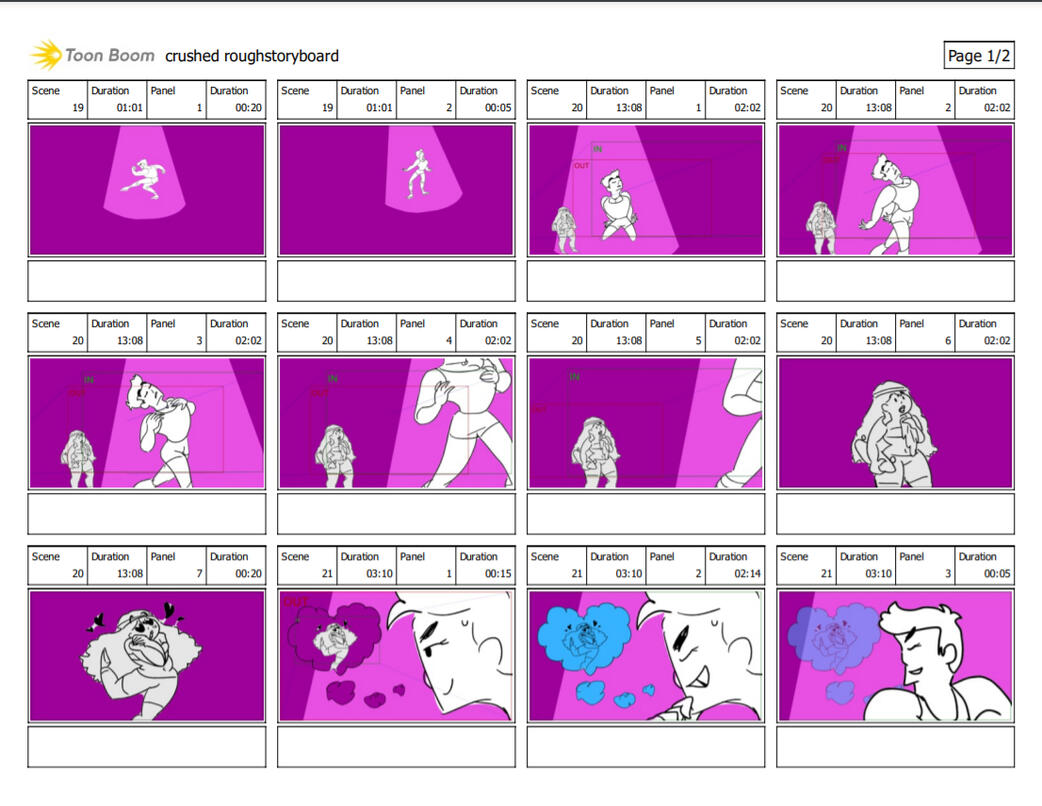 CRUSHED - Senior Film, Storyboard examples (Animation Lab Pipeline class)